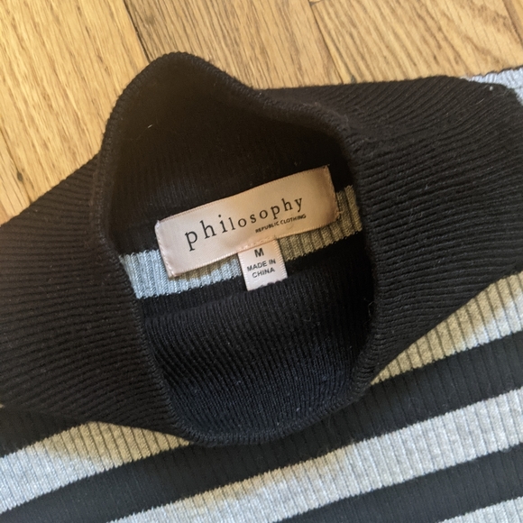 Philosophy / Ribbed Mock Neck Stripes / M - Picture 3 of 7